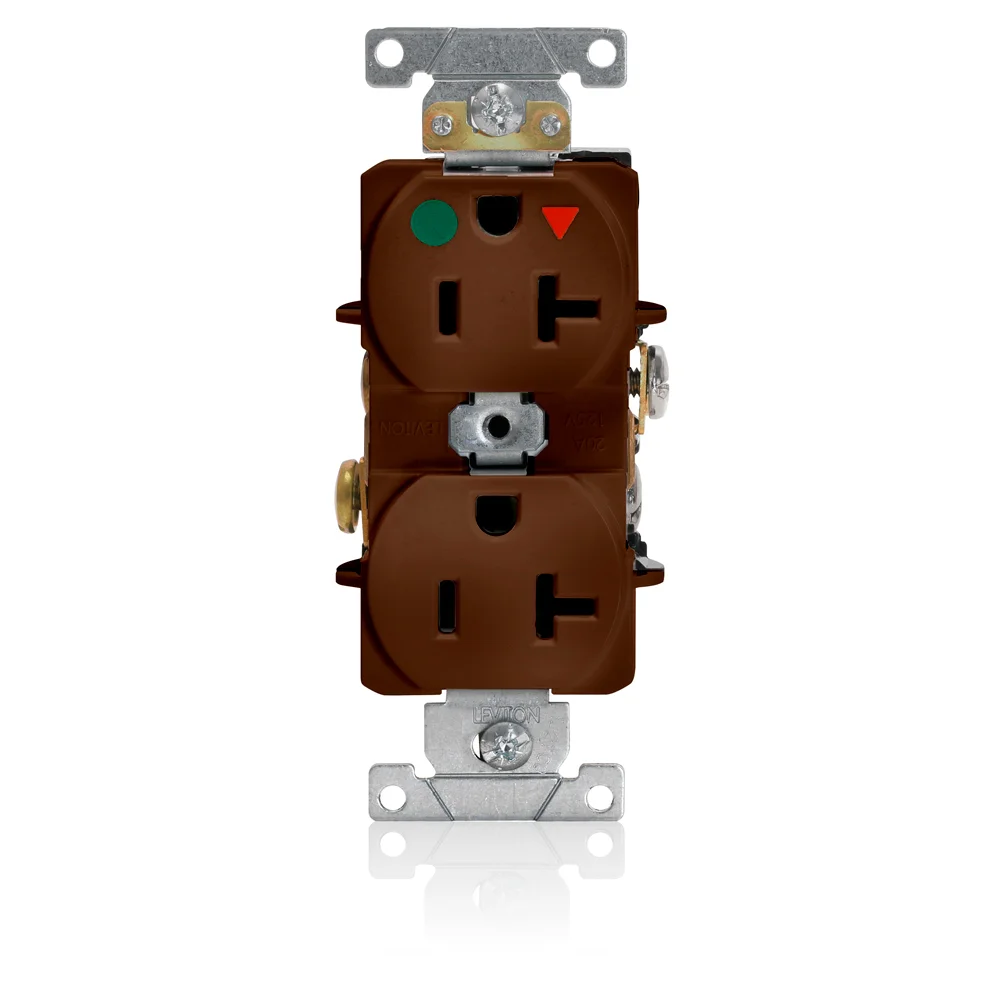 LEVITON 8300-IGB Receptacle, Duplex, 5-20R, 20 A, 125V AC, Brown, 2 Poles, Screw Terminals | CR9HVY 792U24