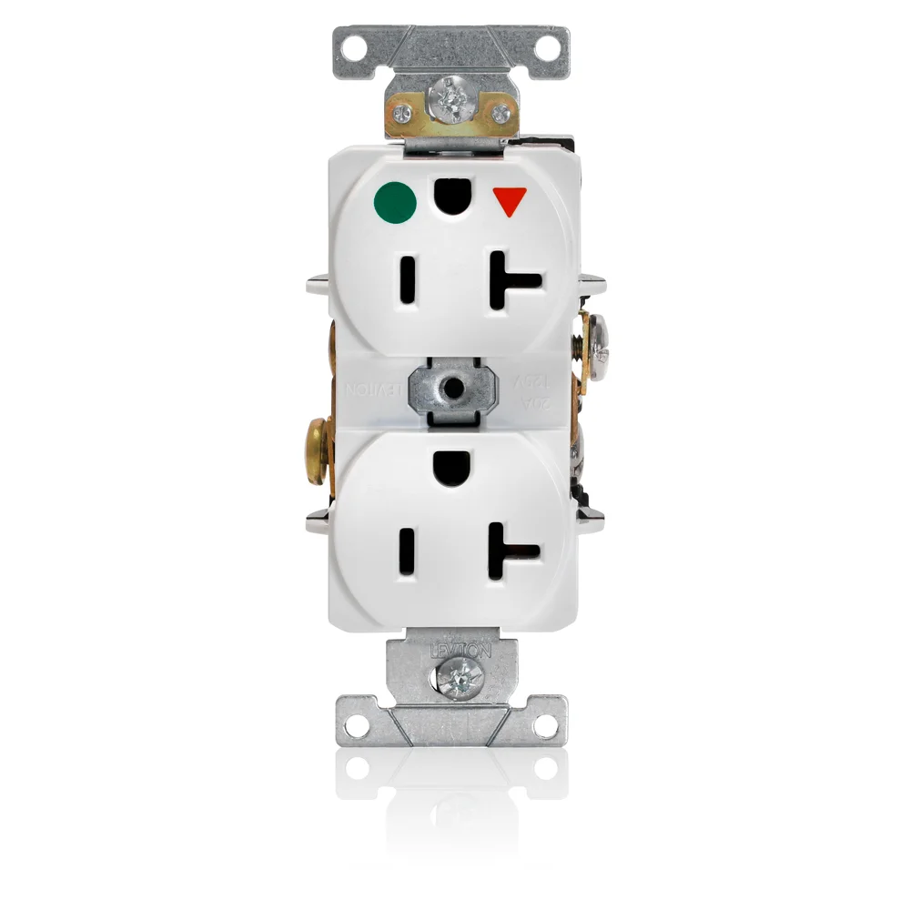 LEVITON 8300-IGW Receptacle, Duplex, 5-20R, 20 A, 125V AC, White, 2 Poles, Screw Terminals | CR9HXV 792U28