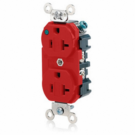LEVITON 8300-PLR Receptacle, Duplex, 5-20R, 20 A, 125V AC, Red, 2 Poles, Screw Terminals | CR9HXJ 792U31