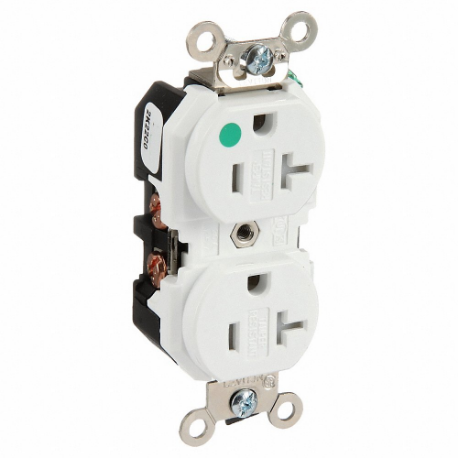 LEVITON 8300-SGW Receptacle, Duplex, 5-20R, 20 A, 125V AC, White, 2 Poles, Screw Terminals | CR9HXQ 792U36