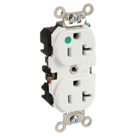 LEVITON 8300-W Receptacle, Duplex, 5-20R, 20 A, 125V AC, White, 2 Poles, Screw Terminals | CR9HXY 792U37