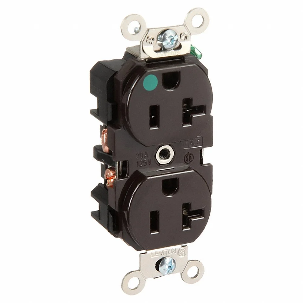 LEVITON 8300 Receptacle, Duplex, 5-20R, 20 A, 125V AC, Brown, 2 Poles, Screw Terminals | CR9JCA 792U12
