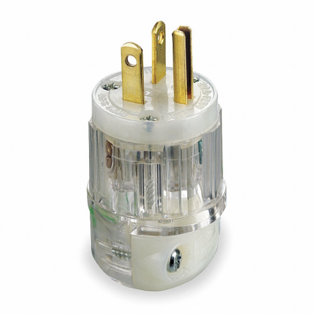 LEVITON 8315-CT Straight Blade Plug, 5-20P, 20 A, 125VAC, Clear, 2 Poles Terminals, Hospital Grade | CR9HKA 792U42
