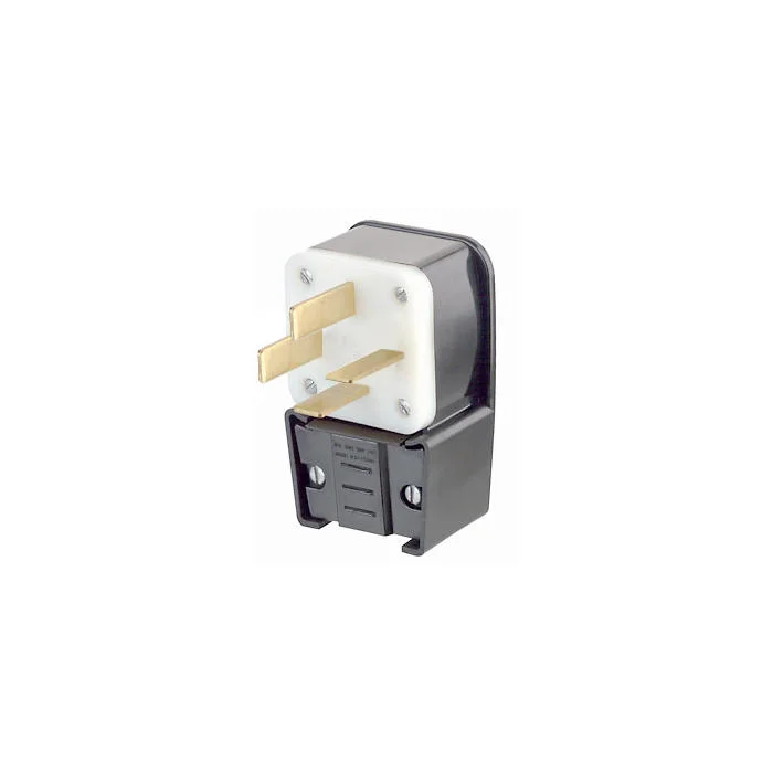 LEVITON 8352-P Angle Straight Blade Plug, 18-50P, 50 A, 120/208VAC, Black, 4 Poles | CR9JDQ 792U44
