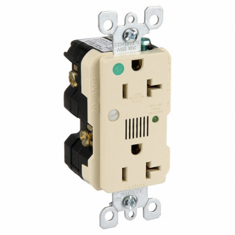 LEVITON 8380-I Receptacle, Decorator Duplex, 5-20R, 20 A, 125V AC, Ivory, 2 Poles, Screw Terminals | CR9HRU 792U47