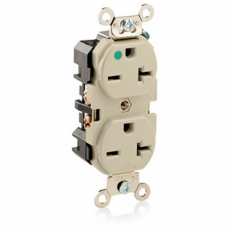 LEVITON 8400-I Receptacle, Duplex, 6-20R, 20 A, 250V AC, Ivory, 2 Poles, Screw Terminals | CR9JCK 792U49