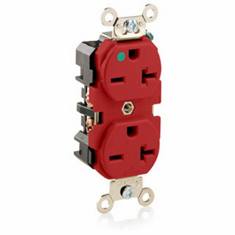 LEVITON 8400-R Receptacle, Duplex, 6-20R, 20 A, 250V AC, Red, 2 Poles, Screw Terminals | CR9JCL 792U50