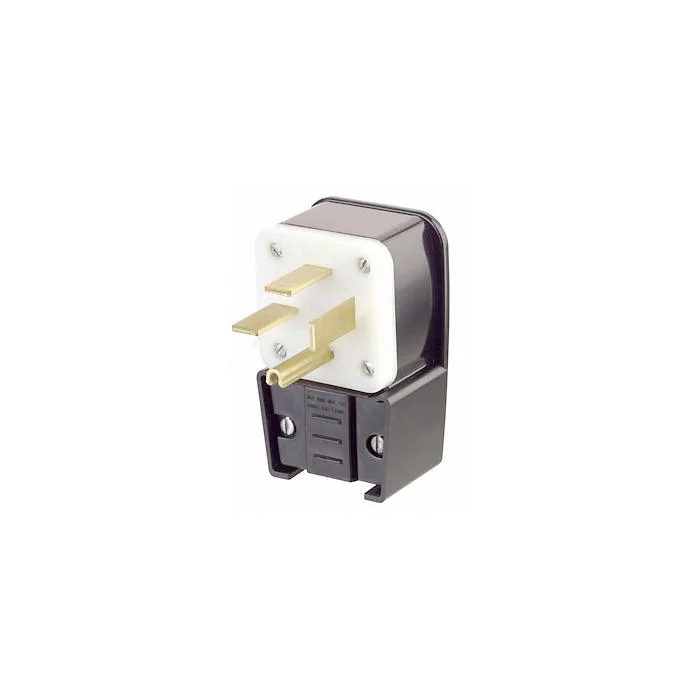 LEVITON 8452-P Angle Straight Blade Plug, 15-50P, 50 A, 250VAC, Black, 3 Poles, Screw Terminals | CR9JDE 792U55