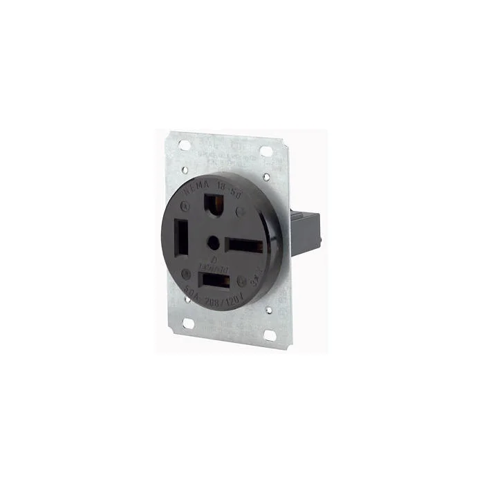 LEVITON 8460 Receptacle, Single, 15-60R, 60 A, 250V AC, Black, 3 Poles, Screw Terminals | CR9JBB 792U56