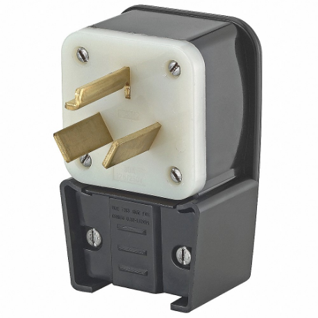 LEVITON 9332-P Angle Straight Blade Plug, 10-30P, 30 A, 125/250VAC, Black, 3 Poles, Screw Terminals | CR9JCX 792U61