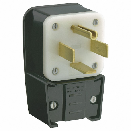 LEVITON 9462-P Angle Straight Blade Plug, 14-60P, 60 A, 125/250VAC, Black, 3 Poles | CR9JDC 792U66