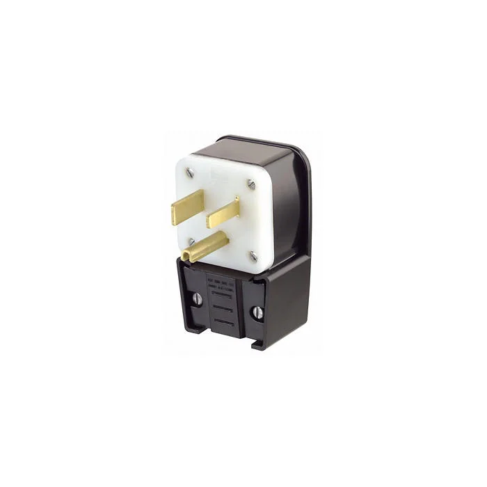 LEVITON 9650-P Angle Straight Blade Plug, 6-50P, 50 A, 250VAC, Black, 2 Poles | CR9JDP 792U70