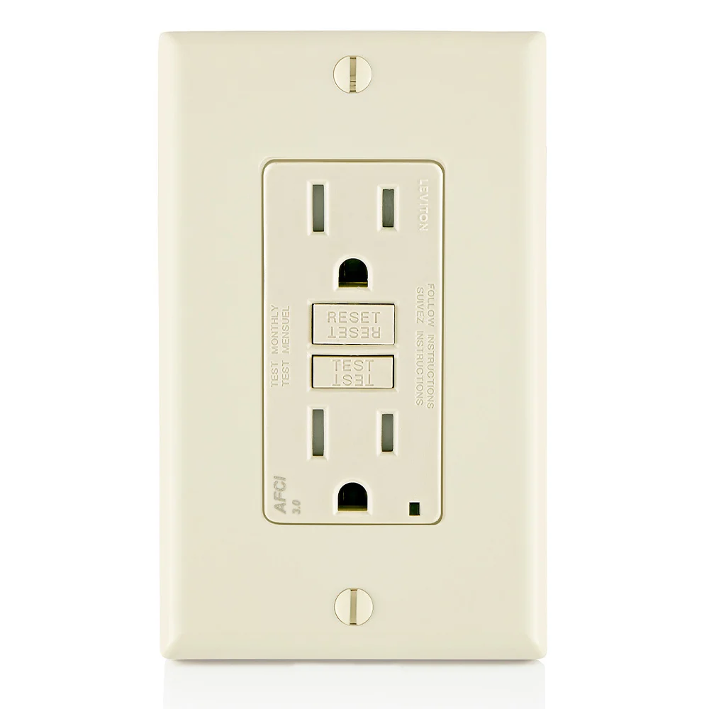 LEVITON AFTR1-T Receptacle, Decorator Duplex, 5-15R, 15 A, 125V AC, Light Almond, 2 Poles, Screw Terminals | CR9HQP 792U74