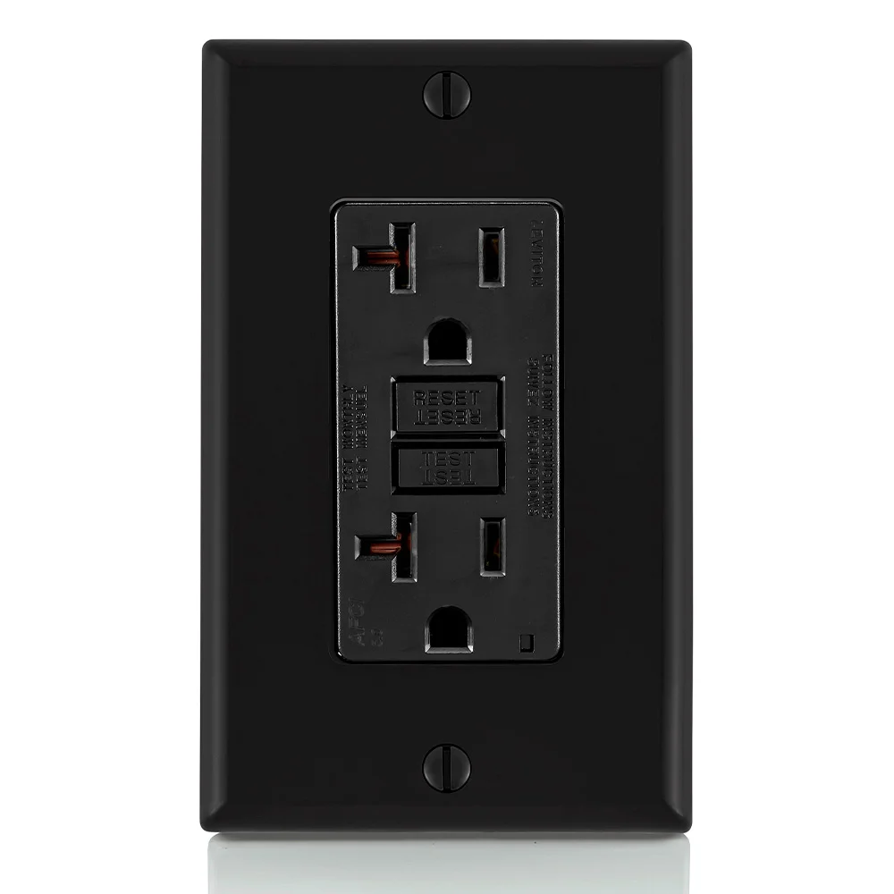 LEVITON AFTR2-E Receptacle, Decorator Duplex, 5-20R, 20 A, 125V AC, Black, 2 Poles, Screw Terminals | CR9HRF 792U77