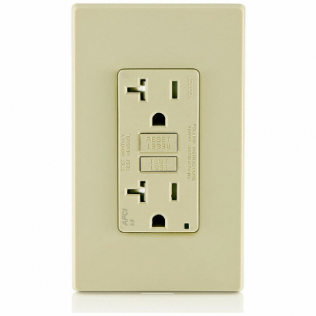 LEVITON AFTR2-I Receptacle, Decorator Duplex, 5-20R, 20 A, 125V AC, Ivory, 2 Poles, Screw Terminals | CR9HRR 792U79