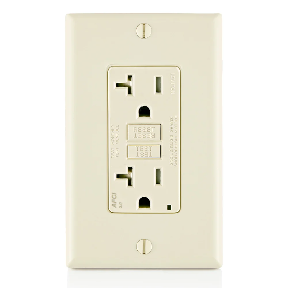 LEVITON AFTR2-T Receptacle, Decorator Duplex, 5-20R, 20 A, 125V AC, Light Almond, 2 Poles, Screw Terminals | CR9HRX 792U80