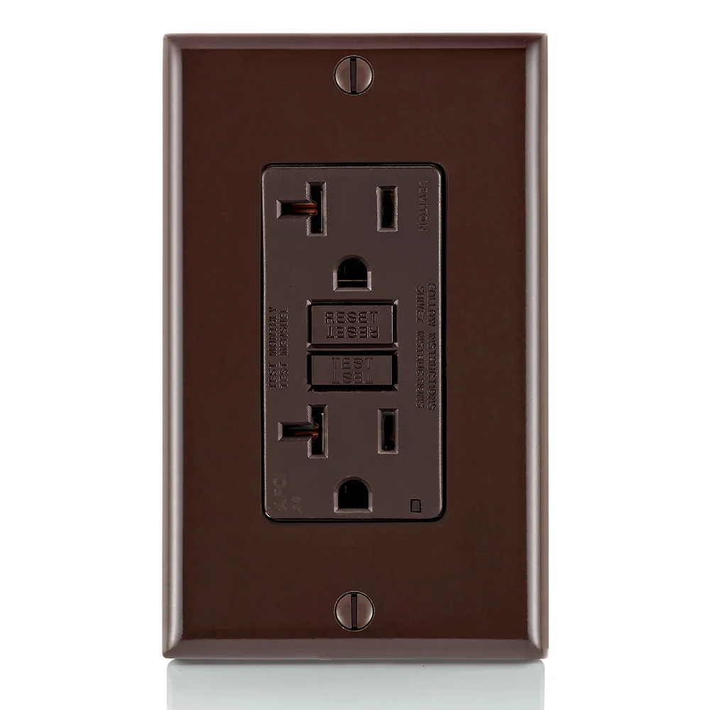 LEVITON AFTR2 Receptacle, Decorator Duplex, 5-20R, 20 A, 125V AC, Brown, 2 Poles, Screw Terminals | CR9HRH 792U76