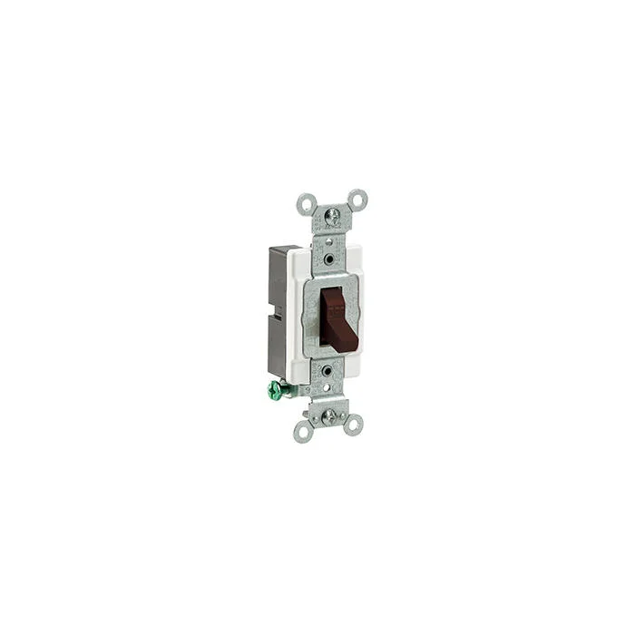 Toggle Switch, 120/277 VAC, 15 A, 1/2/2 HP, Brown, Thermoplastic