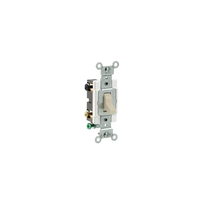 Toggle Switch, 4 Way, 120/277 VAC, 20 A, 1/2 HP, Ivory, 2 Poles