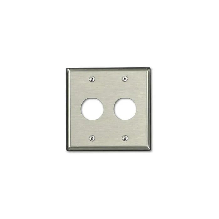 Wallplate, 2 Gangs, Stainless Steel, 4.62 in H x 4.682 in W, Stainless Steel