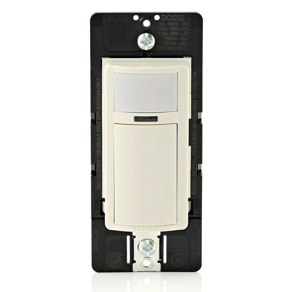 Decora Occupancy Motion Sensor Light Switch, Auto-On or Manual-On, 2A, Residential Grade, Single Pole