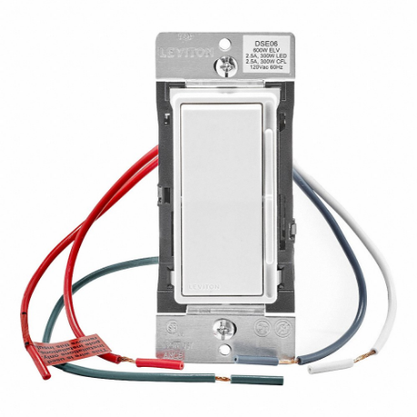 LEVITON DSE06-10Z Lighting Di mmer, CFL/LED/Low Volt, 1-Pole/3-Way, 120V AC, Ivory/Light Almond/White | CR9HAW 791EA2