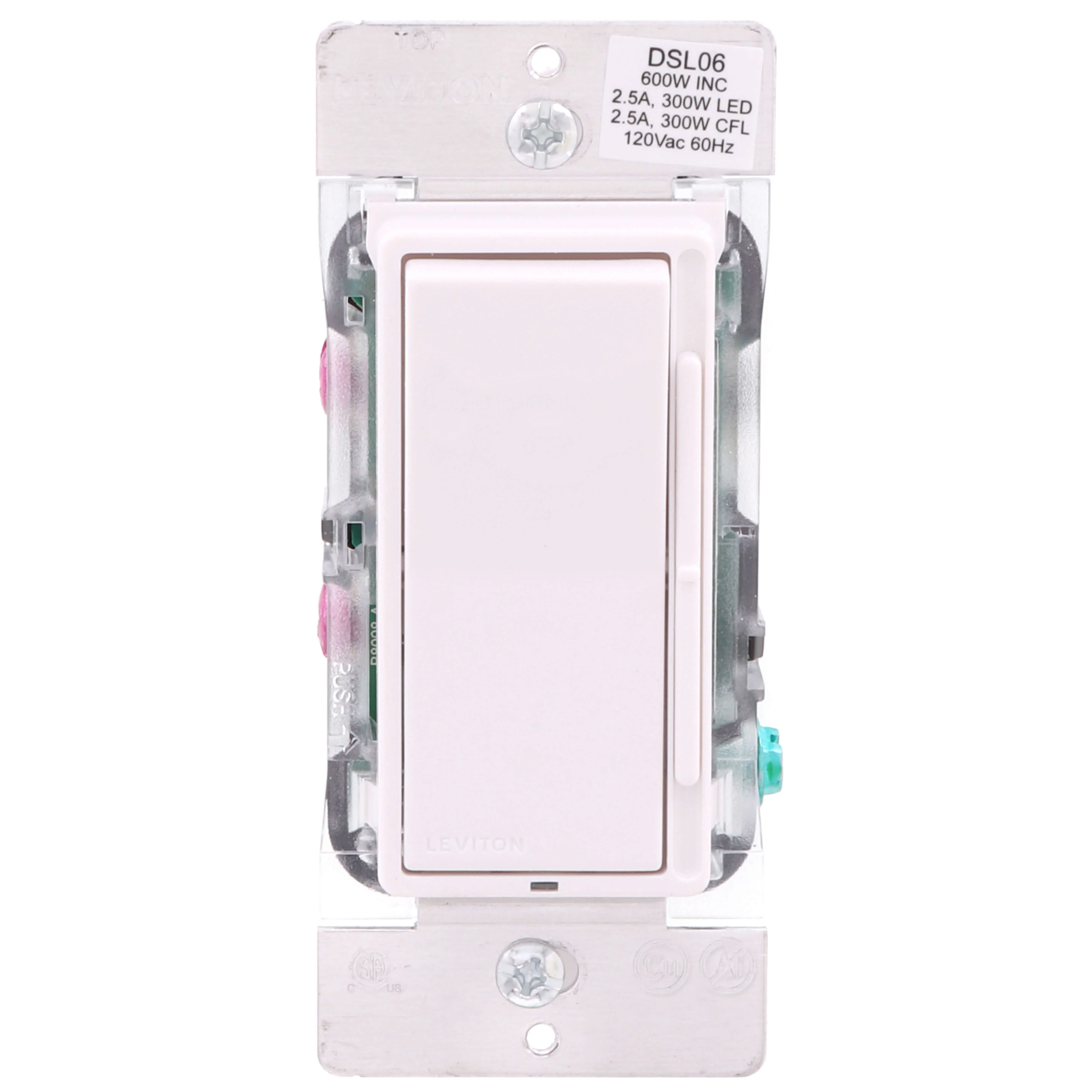 LEVITON DSL06-1LZ Lighting Di mmer, CFL/Incandescent/LED, 1-Pole/3-Way, 120V AC, Ivory/Light Almond/White | CR9HAU 791EA0