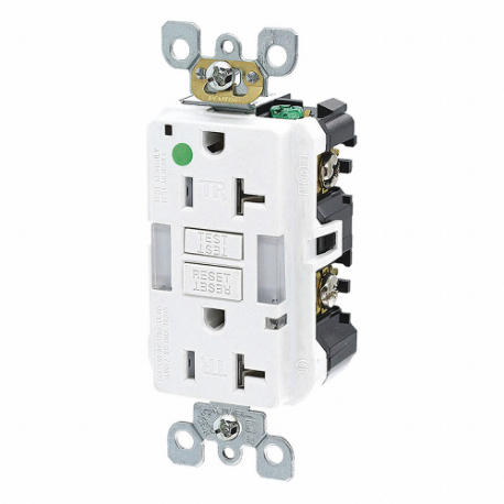 LEVITON GFNL2-HGW GFI Receptacle, Decorator Duplex, 5-20R, 20 A, 125 VAC, White, 2 Poles, Screw Terminals | CR9HPD 792UD3