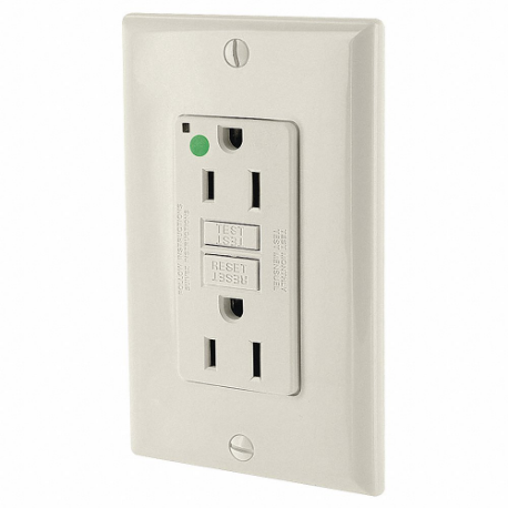 LEVITON GFNT1-HGT GFI Receptacle, Decorator Duplex, 5-15R, 15 A, 125 VAC, Light Almond, 2 Poles | CR9HMK 792UE5