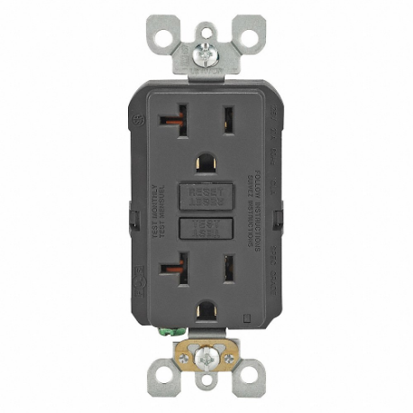 LEVITON GFNT2-E GFI Receptacle, Decorator Duplex, 5-20R, 20 A, 125 VAC, Black, 2 Poles, Screw Terminals | CR9HNA 792UF1