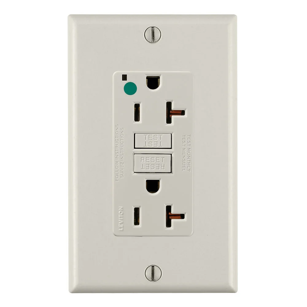LEVITON GFNT2-HGT GFI Receptacle, Decorator Duplex, 5-20R, 20 A, 125 VAC, Light Almond, 2 Poles | CR9HNU 792UF8