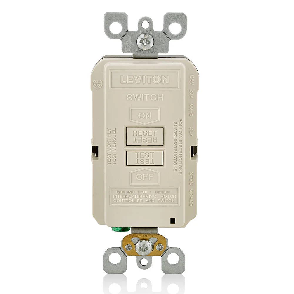 LEVITON GFRBF-T GFI Receptacle, 20 A, 125 VAC, Light Almond, 2 Poles | CR9HLK 792UG5