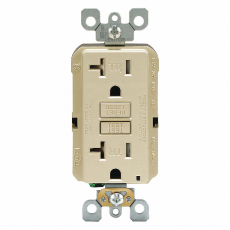 LEVITON GFTR2-I GFI Receptacle, Decorator Duplex, 5-20R, 20 A, 125 VAC, Ivory, 2 Poles, Screw Terminals | CR9HNN 792UJ8