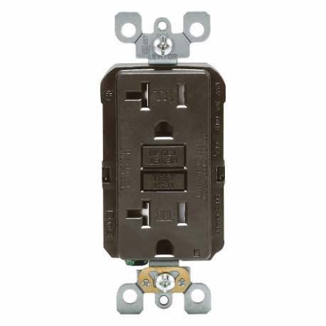 LEVITON GFTR2 GFI Receptacle, Decorator Duplex, 5-20R, 20 A, 125 VAC, Brown, 2 Poles, Screw Terminals | CR9HNF 792UH8