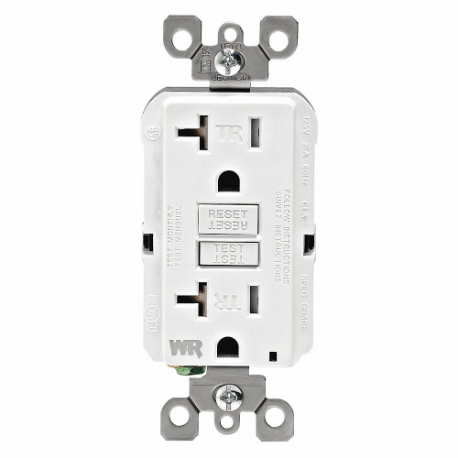LEVITON GFWT2-W GFI Receptacle, Decorator Duplex, 5-20R, 20 A, 125 VAC, White, 2 Poles, Screw Terminals | CR9HPG 792UK8