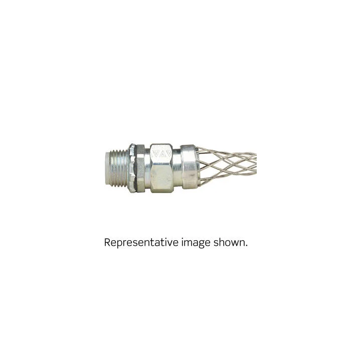 Insulated Male Wire Mesh Strain Relief Grip, 1/2 in Trade, Aluminium/Stainless Steel, Zinc Plated, 2-Weave