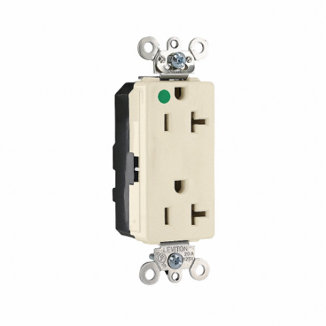 LEVITON M1636-ILI Receptacle, Decorator Duplex, 5-20R, 20 A, 125V AC, Ivory, 2 Poles, Modular Wiring | CR9HRL 792UL0