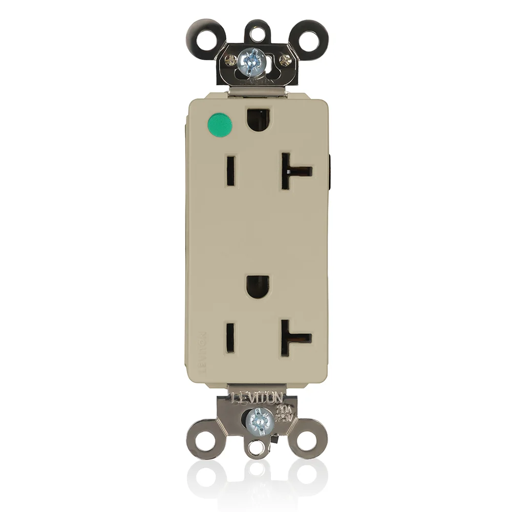 LEVITON M1636-ILI Receptacle, Decorator Duplex, 5-20R, 20 A, 125V AC, Ivory, 2 Poles, Modular Wiring | CR9HRL 792UL0