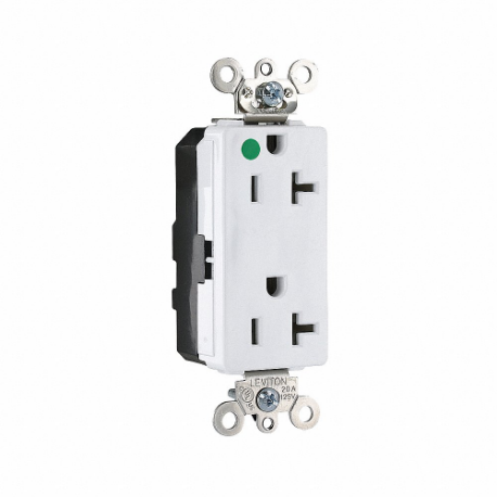 LEVITON M1636-ILW Receptacle, Decorator Duplex, 5-20R, 20 A, 125V AC, White, 2 Poles, Modular Wiring | CR9JAP 792UL2
