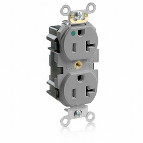 LEVITON M8300-HGY Receptacle, Duplex, 5-20R, 20 A, 125V AC, Gray, 2 Poles, Modular Wiring | CR9HWB 792UL4