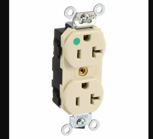 LEVITON M8300-HI Receptacle, Duplex, 5-20R, 20 A, 125V AC, Ivory, 2 Poles, Modular Wiring, Hospital Grade | CR9HWK 792UL5
