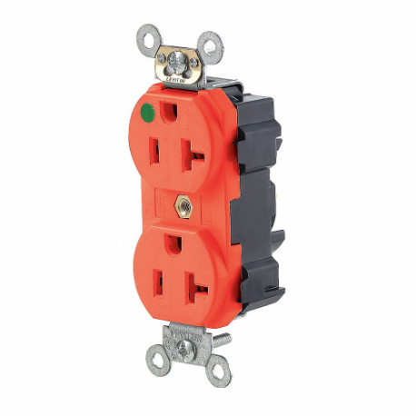LEVITON M8300-HR Receptacle, Duplex, 5-20R, 20 A, 125V AC, Red, 2 Poles, Modular Wiring | CR9JCH 792UL6
