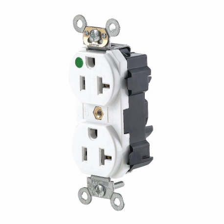 LEVITON M8300-HW Receptacle, Duplex, 5-20R, 20 A, 125V AC, White, 2 Poles, Modular Wiring | CR9HXM 792UL7