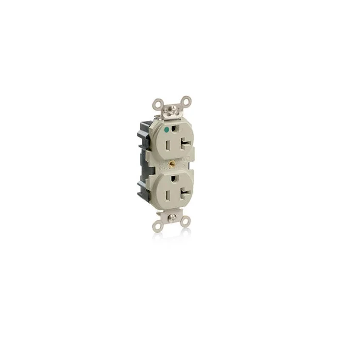 LEVITON M8300-I Receptacle, Duplex, 5-20R, 20 A, 125V AC, Ivory, 2 Poles, Modular Wiring, Hospital Grade | CR9HWL 792UL8