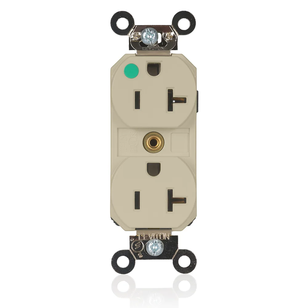 LEVITON M8300-ILI Receptacle, Duplex, 5-20R, 20 A, 125V AC, Ivory, 2 Poles, Modular Wiring, Hospital Grade | CR9JBF 792UL9