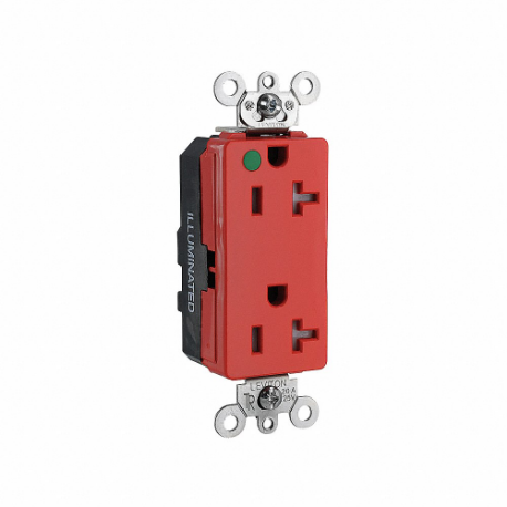 LEVITON MT163-ILR Receptacle, Decorator Duplex, 5-20R, 20 A, 125V AC, Red, 2 Poles, Modular Wiring | CR9HRY 792UN5