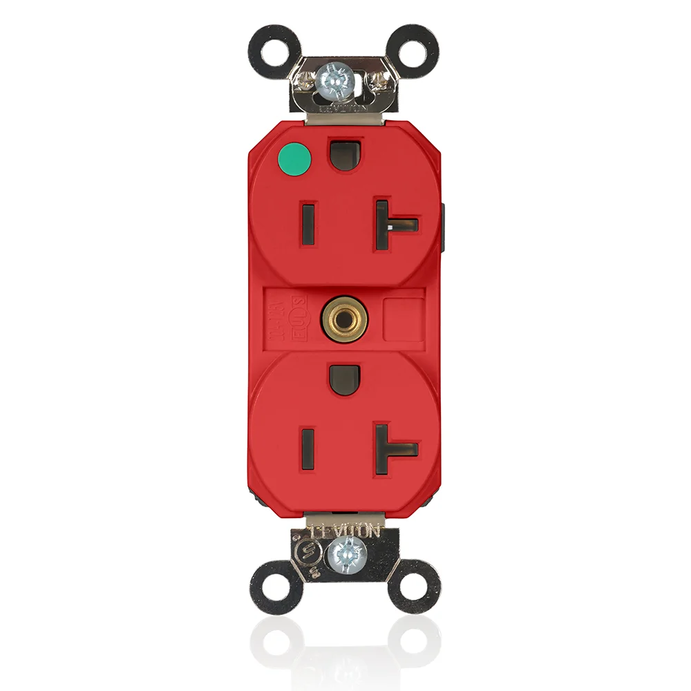LEVITON M8300-ILR Receptacle, Duplex, 5-20R, 20 A, 125V AC, Red, 2 Poles, Modular Wiring | CR9HWZ 792UM0
