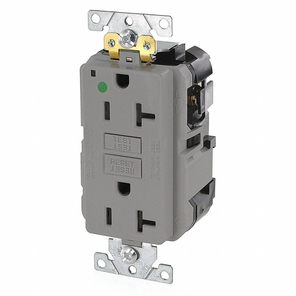 LEVITON MGFN2-HGG Modular Receptacle, Decorator Duplex, 5-20R, 20 A, 125V AC, Gray, 2 Poles, Modular Wiring | CR9HPM 792UM6