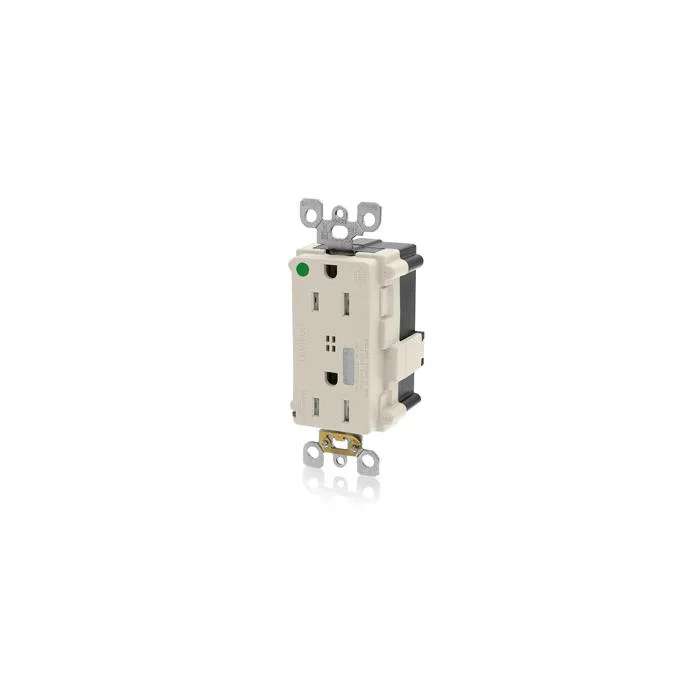 Self-Grounding Tamper-Resistant Surge Protective Receptacle, 125 VAC, 15 A, 2 Poles, 3 Wires, Light Almond
