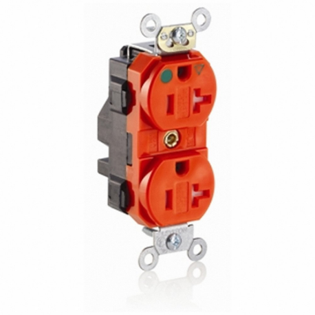 LEVITON MT830-IG Receptacle, Duplex, 5-20R, 20 A, 125V AC, Orange, 2 Poles, Modular Wiring | CR9HWX 792UN8